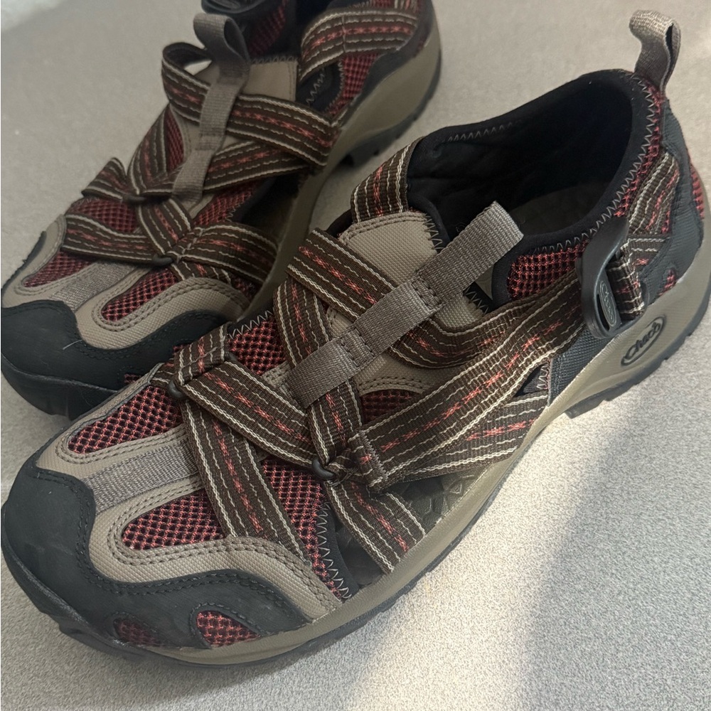 Chaco Red and Black Hiking Sandals